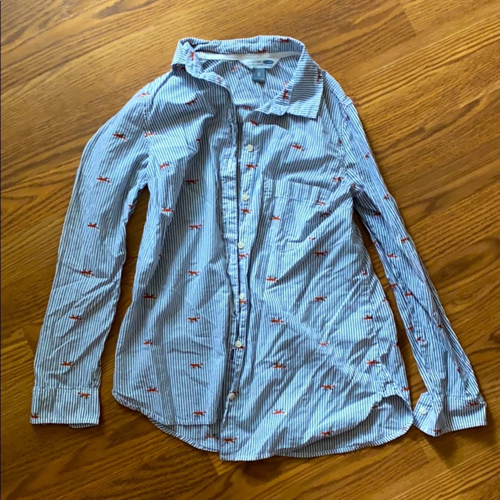 Old Navy button down fox striped shirt